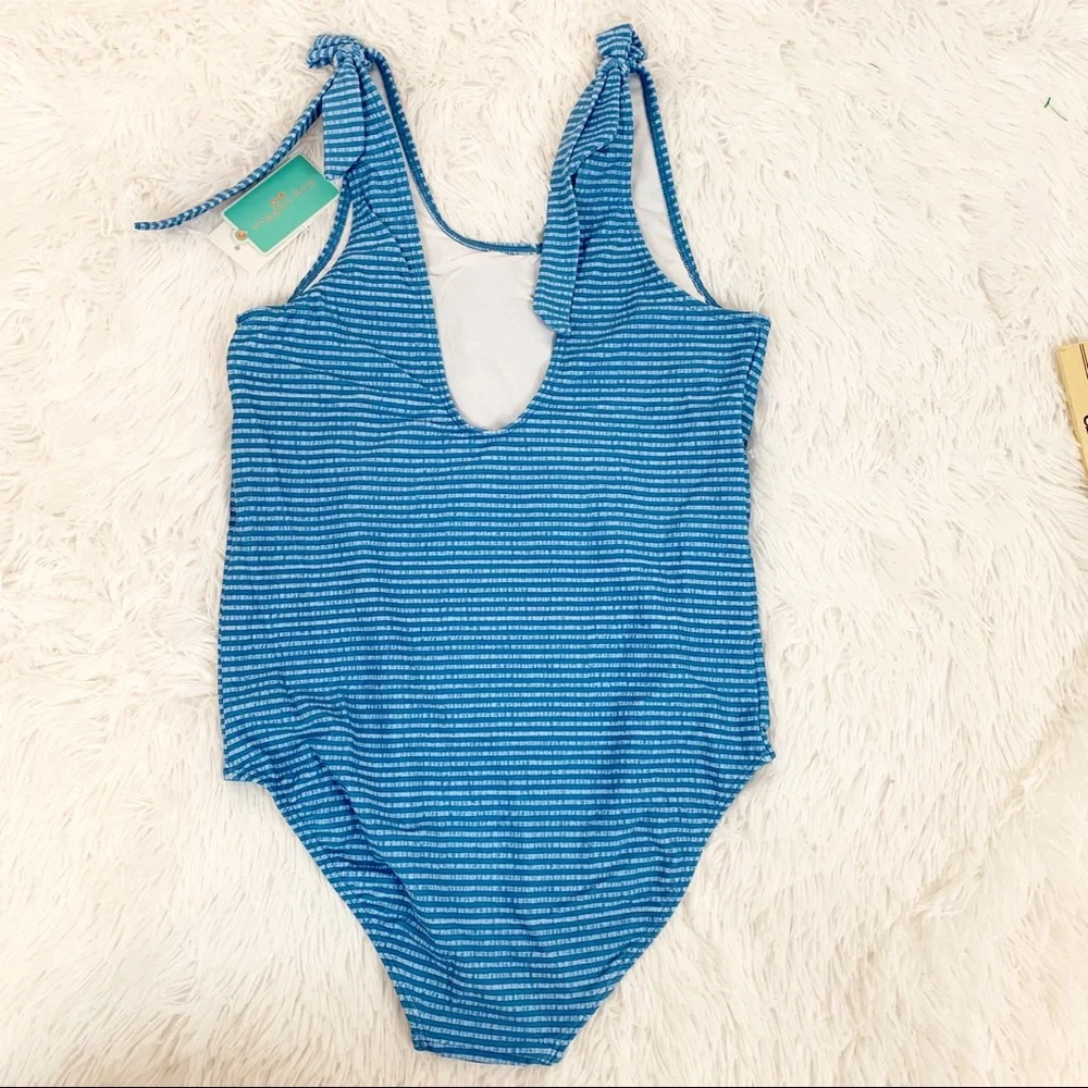 Copper key‎ seersucker embroidered 1 pc swimsuit